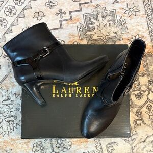 LAUREN RALPH LAUREN   9 Women's Saida Boot either black leather,  silver buckle